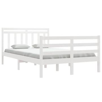 White Solid Wood Bed Frame 120x200 cm - Classic Design