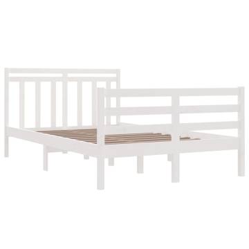 White Solid Wood Bed Frame 120x200 cm - Classic Design