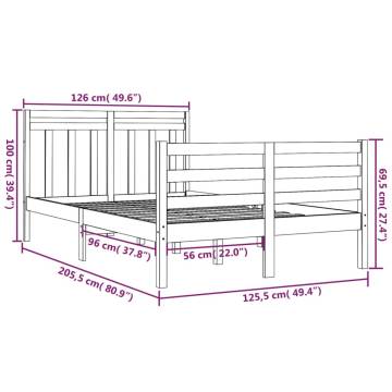 White Solid Wood Bed Frame 120x200 cm - Classic Design