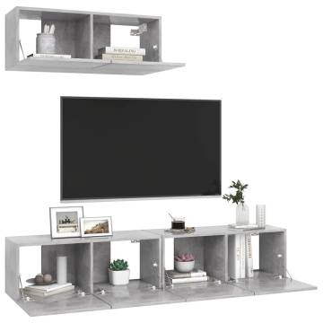 Stylish 3-Pc Concrete Grey TV Cabinets | HiPoMarket UK