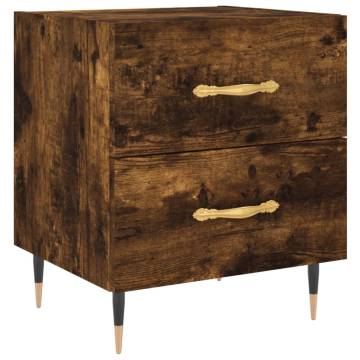 Stylish Smoked Oak Bedside Cabinet - 40x35x47.5 cm