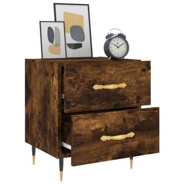 Stylish Smoked Oak Bedside Cabinet - 40x35x47.5 cm