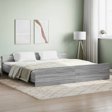 Grey Sonoma Bed Frame with Headboard & Footboard - 200x200 cm