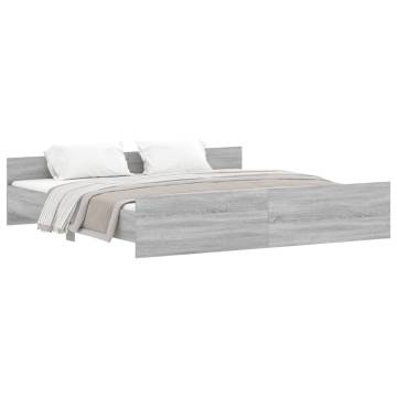 Grey Sonoma Bed Frame with Headboard & Footboard - 200x200 cm