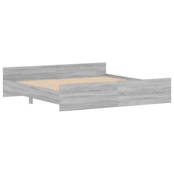 Grey Sonoma Bed Frame with Headboard & Footboard - 200x200 cm