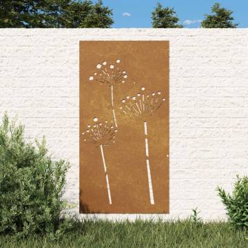 Garden Wall Decoration - Corten Steel Flower Design (105x55 cm)