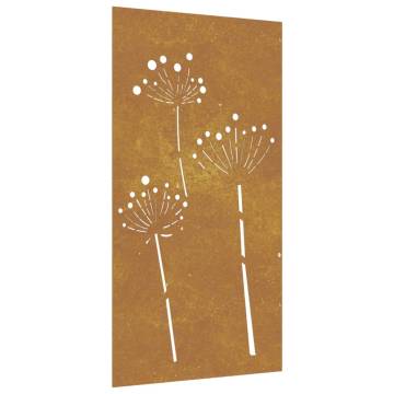 Garden Wall Decoration - Corten Steel Flower Design (105x55 cm)