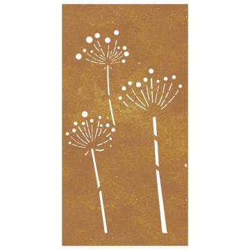 Garden Wall Decoration - Corten Steel Flower Design (105x55 cm)