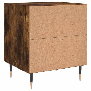 Stylish Smoked Oak Bedside Cabinet - 40x35x47.5 cm