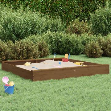 Honey Brown Square Wooden Sandbox with Seats | Hipomarket