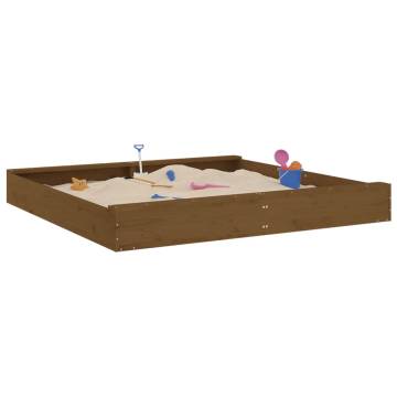 Honey Brown Square Wooden Sandbox with Seats | Hipomarket