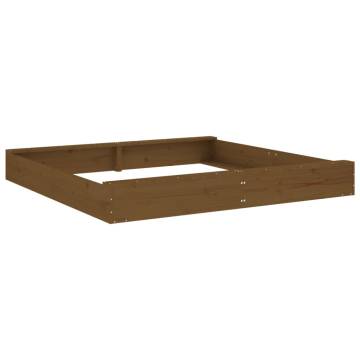 Honey Brown Square Wooden Sandbox with Seats | Hipomarket