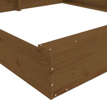 Honey Brown Square Wooden Sandbox with Seats | Hipomarket