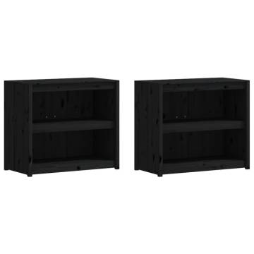 Outdoor Kitchen Cabinets 2 pcs Black Solid Wood Pine | Hipo Market