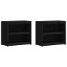 Outdoor Kitchen Cabinets 2 pcs Black Solid Wood Pine | Hipo Market