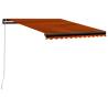 Manual Retractable Awning with LED - 350x250 cm Orange & Brown