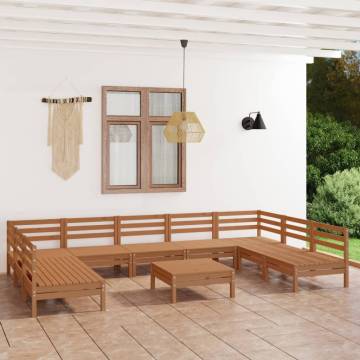 10 Piece Garden Lounge Set - Honey Brown Solid Pinewood