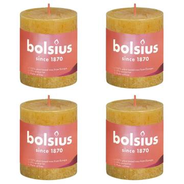 Bolsius Rustic Pillar Candles Shine - Honeycomb Yellow 4 pcs