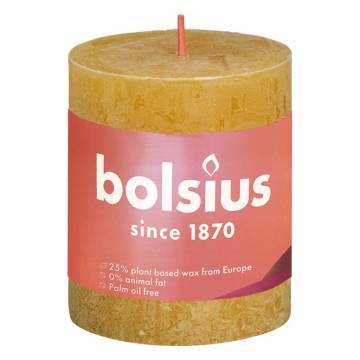 Bolsius Rustic Pillar Candles Shine - Honeycomb Yellow 4 pcs