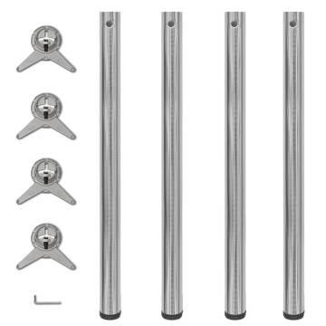 Adjustable Brushed Nickel Table Legs - 870 mm | HipoMarket