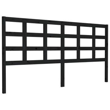 Stylish Black Solid Wood Pine Bed Headboard - 185.5x4x100 cm