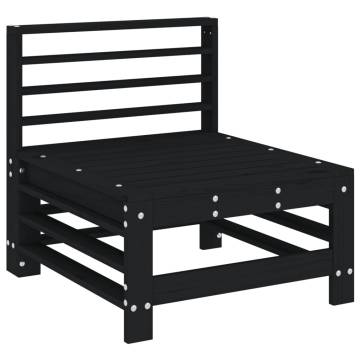 Garden Middle Sofa - Black Solid Pine Wood for Outdoor Relaxation