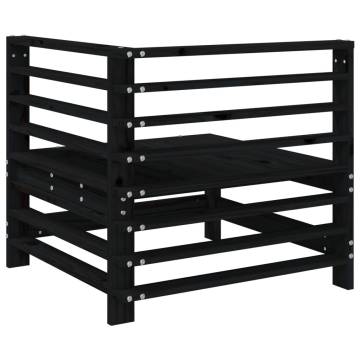 Garden Corner Sofas - 2 Pcs Black Solid Pine Wood