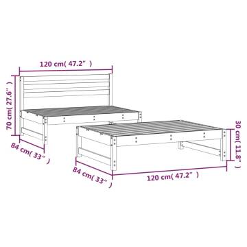 2 Piece Garden Lounge Set - Stylish Black Solid Pine Wood