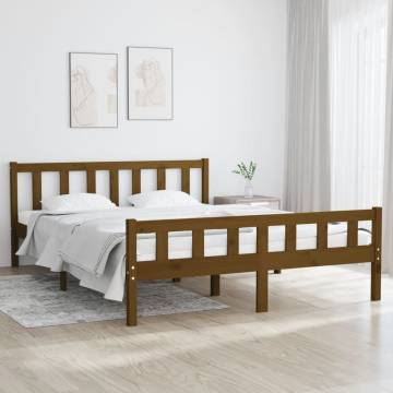 Honey Brown Solid Wood Bed Frame 120x200 cm - Classic Design