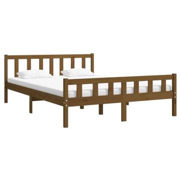 Honey Brown Solid Wood Bed Frame 120x200 cm - Classic Design