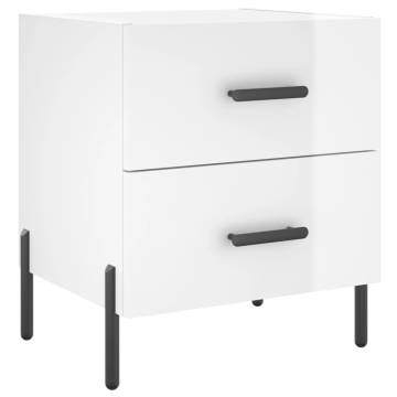 High Gloss White Bedside Cabinet - Modern Engineered Wood