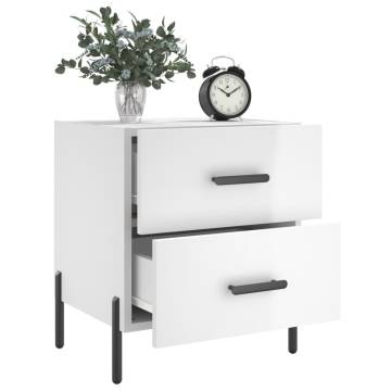 High Gloss White Bedside Cabinet - Modern Engineered Wood