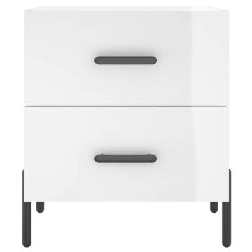 High Gloss White Bedside Cabinet - Modern Engineered Wood