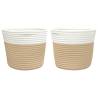 Stylish Cotton Storage Baskets - 2 pcs Beige & White Ø24x18 cm