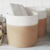 Storage Baskets 2 pcs Brown and White Ø28x28 cm Cotton Colour brown Size 28 x 28 cm 