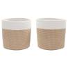 Stylish 2 pcs Brown & White Cotton Storage Baskets Ø28 cm