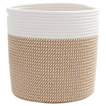 Stylish 2 pcs Brown & White Cotton Storage Baskets Ø28 cm