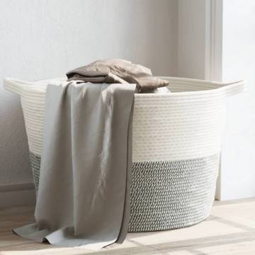 Modern Grey & White Laundry Basket Ø60x36 cm | Hipomarket