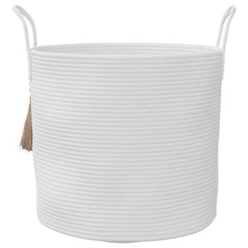 Stylish White Cotton Storage Basket Ø40x35 cm | Hipo Market