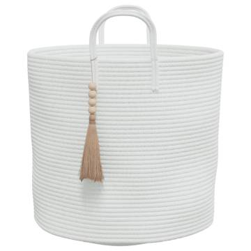 Stylish White Cotton Storage Basket Ø40x35 cm | Hipo Market