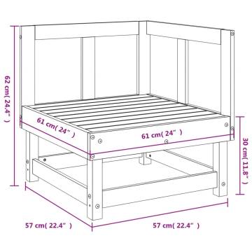 Garden Corner Sofa - White Solid Wood Pine | Hipo Market