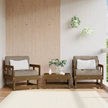 2 pcs Honey Brown Solid Wood Pine Garden Chairs | HipoMarket