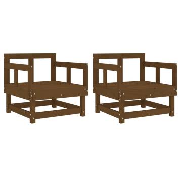 2 pcs Honey Brown Solid Wood Pine Garden Chairs | HipoMarket