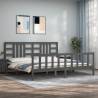 Bed Frame with Headboard Grey 200x200 cm Solid Wood Colour grey Size 200 x 200 cm 