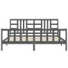 Grey Bed Frame with Headboard - Solid Wood 200x200 cm