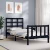 Bed Frame with Headboard Black 100x200 cm Solid Wood Colour black Size 100 x 200 cm 