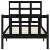 Black Bed Frame with Headboard - 100x200 cm Solid Wood