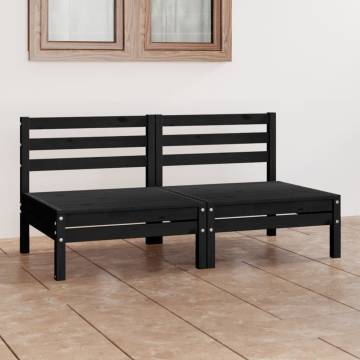 Garden 2-Seater Sofa - Black Solid Pinewood | HipoMarket