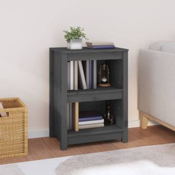 Stylish Grey Book Cabinet - Solid Pine, 50x35x68 cm