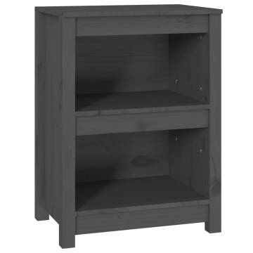 Stylish Grey Book Cabinet - Solid Pine, 50x35x68 cm